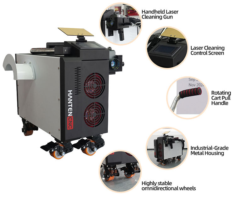 500W Pulse Laser Cleaning Machine Portable Rust Removal Equipment High Power Industrial Metal Surface Cleaning Tool