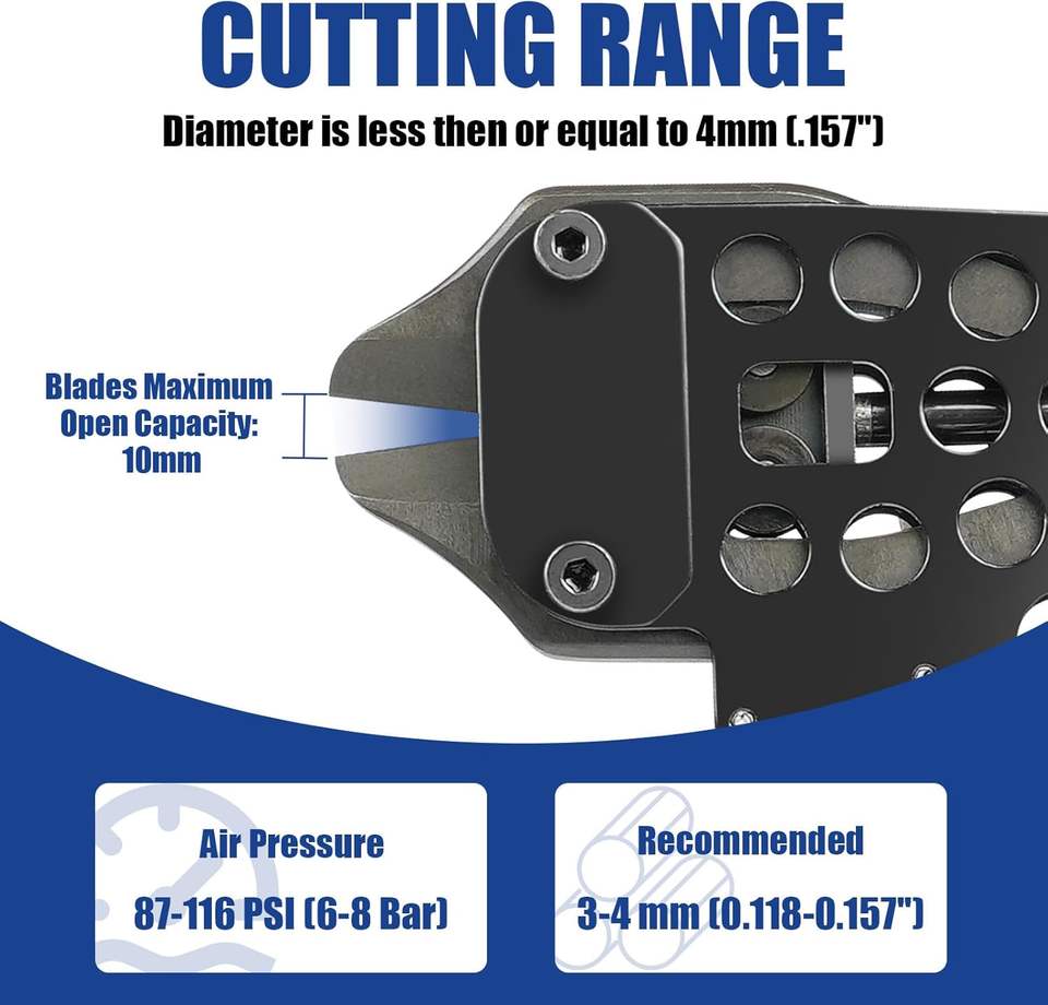 CTQ4XD Pneumatic Wire Cutter Air Powered Shear for 4mm Steel Wire, Labor-Saving Industrial Cutting Tool