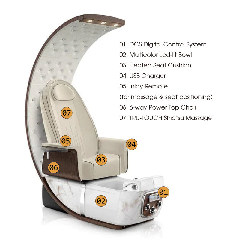 Beauty Nail Salon Furniture European Professional High Back Foot Spa Massage Pedicure Chairs Luxury with Heat and Massage Jets
