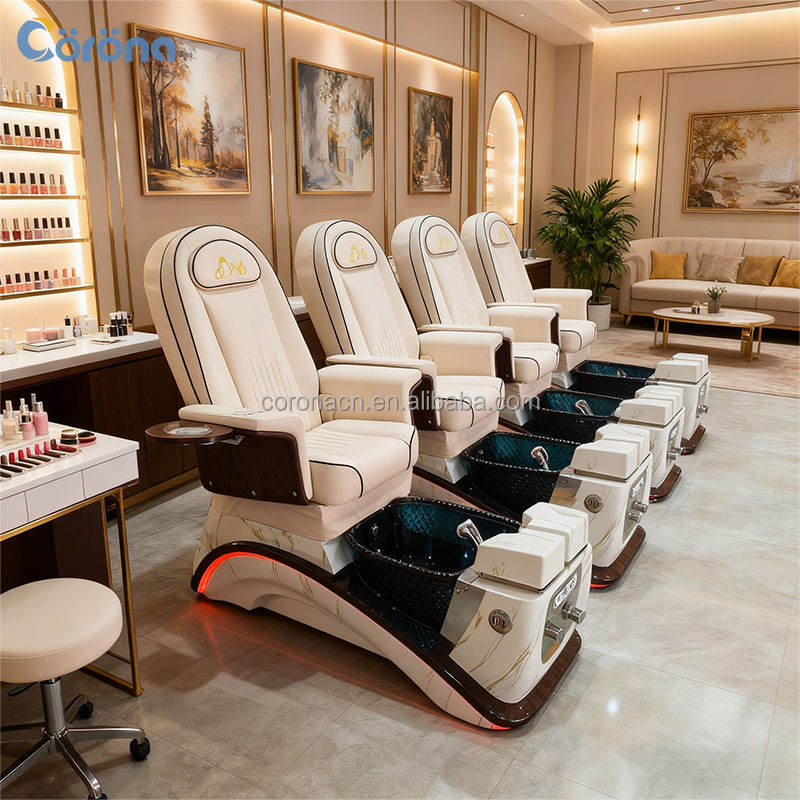 Custom Color Luxury Massage Electric Reclining Adjustable Pedicure Chair with Whirlpool for Nail Salon Spa