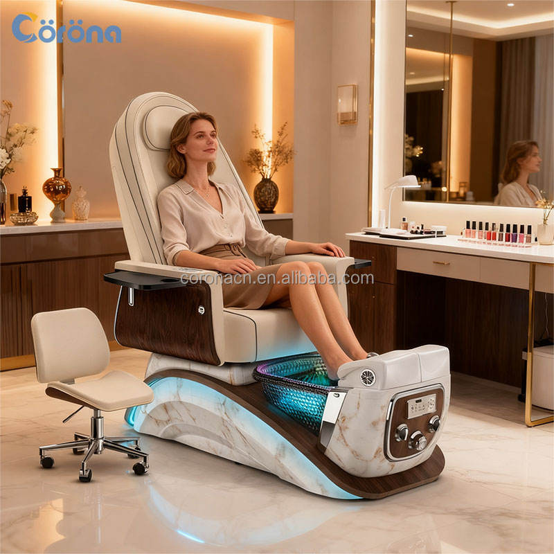 Custom Color Luxury Massage Electric Reclining Adjustable Pedicure Chair with Whirlpool for Nail Salon Spa