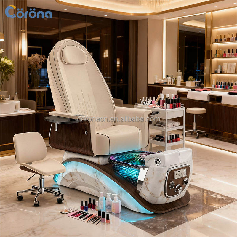 Custom Color Luxury Massage Electric Reclining Adjustable Pedicure Chair with Whirlpool for Nail Salon Spa