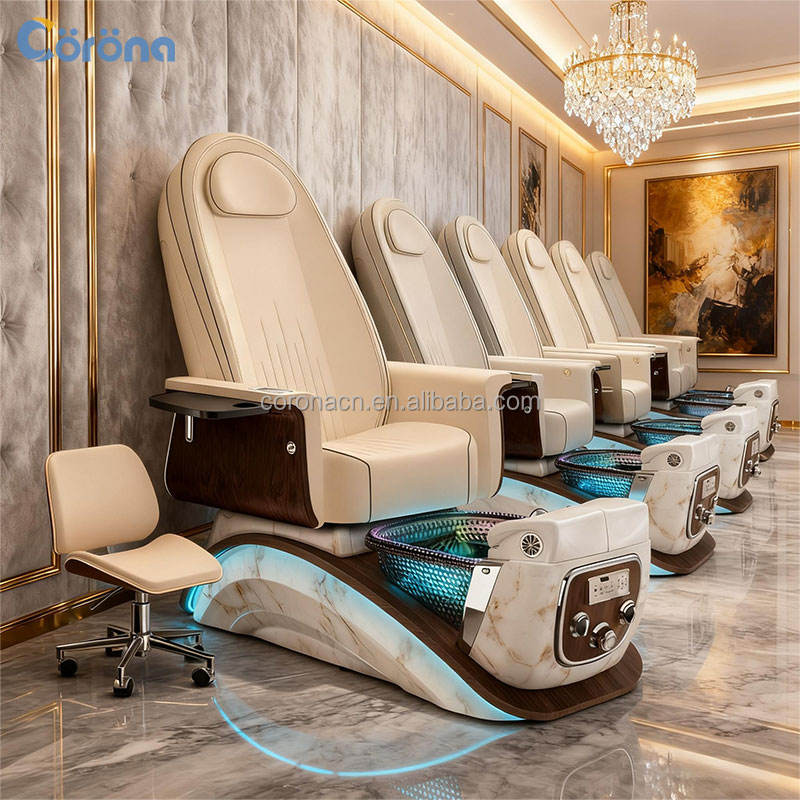 Custom Color Luxury Massage Electric Reclining Adjustable Pedicure Chair with Whirlpool for Nail Salon Spa
