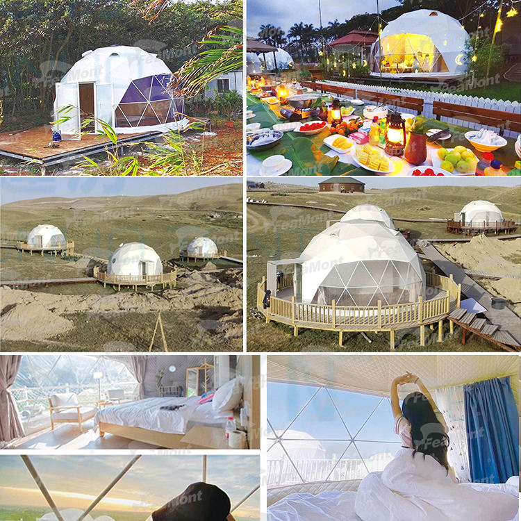 FEAMONT Customized Diameters Outdoor Geodesic Dome House Clear Greenhouse Domes Glamping Events Tent