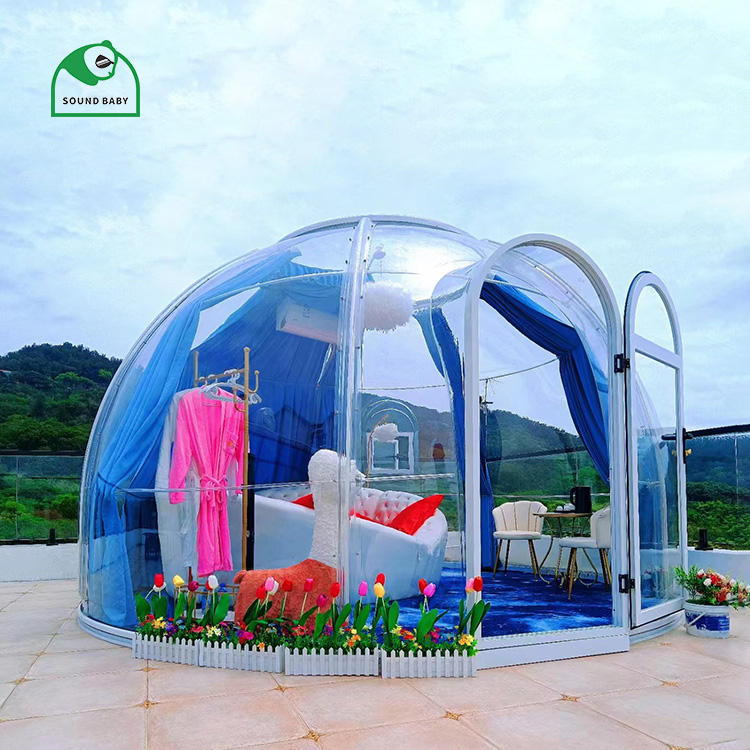 Sound Baby Outdoor Transparent Bubble Tent Windproof Polycarbonate Sheet Star Room Geodesic Dome