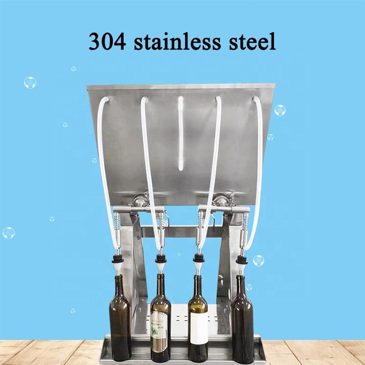 Table Top Juice Spirits Drinks Filler 4 Spout Gravity Manual Beer Bottle Filling Machine