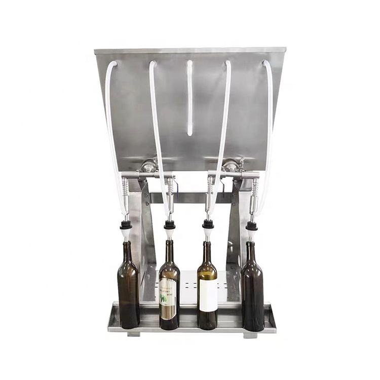 Table Top Juice Spirits Drinks Filler 4 Spout Gravity Manual Beer Bottle Filling Machine