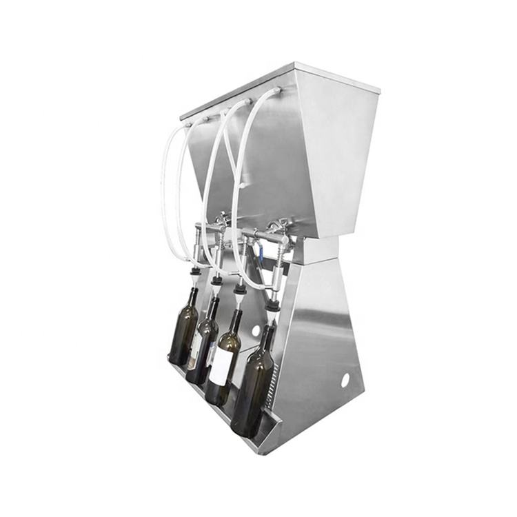 Table Top Juice Spirits Drinks Filler 4 Spout Gravity Manual Beer Bottle Filling Machine