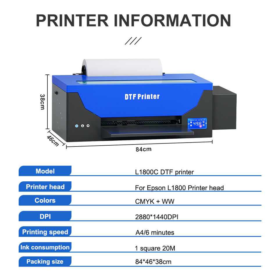 DTF Digital Printer Imprimante L1800 Transfer Film Dtf A3 DTF Printer for Cotton Textiles