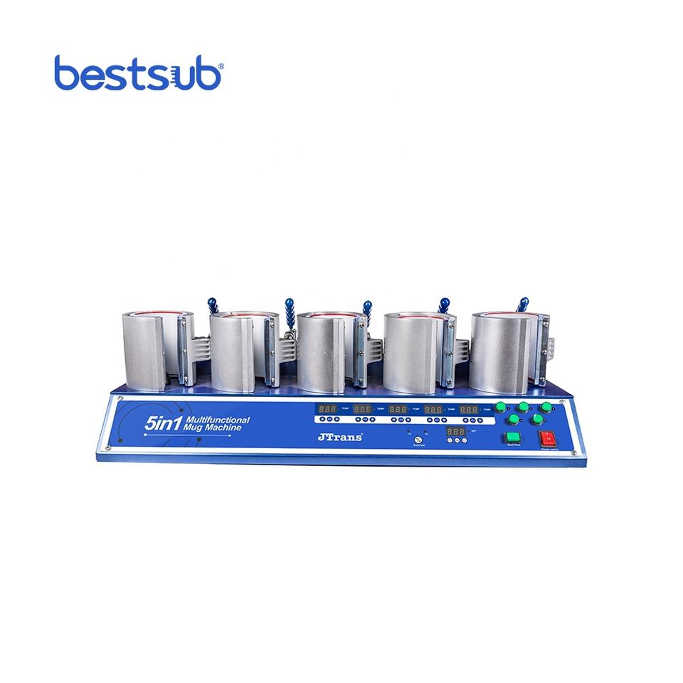 Plus Multi 5 Heaters Digital Coffee Mug Sublimation Transfer Press Printing Making Machine Mug Heat Press