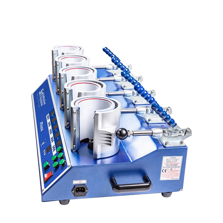 Plus Multi 5 Heaters Digital Coffee Mug Sublimation Transfer Press Printing Making Machine Mug Heat Press