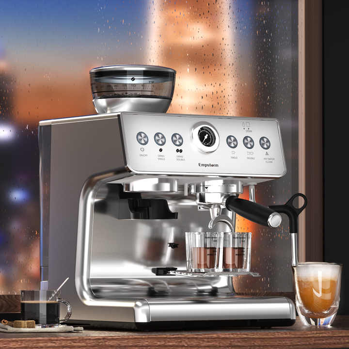 Empstorm Electric 21M Professional Espresso Coffee Machine with Grinder for Barista Office Household Use
