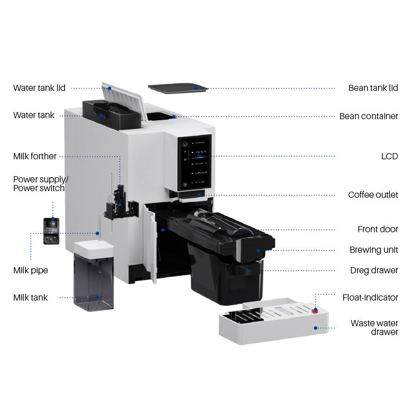Fully Automatic Coffee Maker Professional Espresso Office Smart Coffee Machine Espresso Machine with Milk Tank