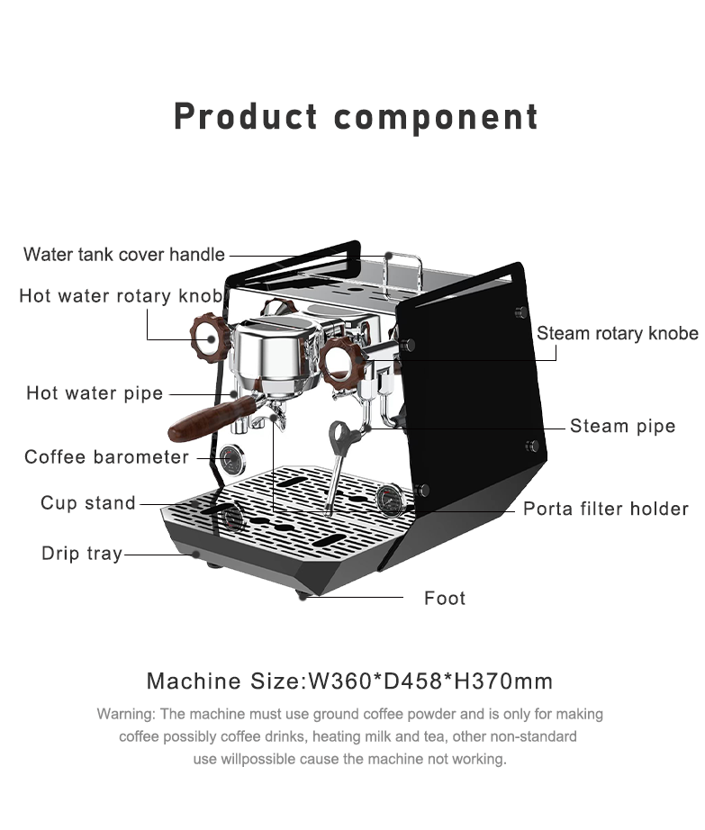 Italian Restaurant Commercial Semi-automatic Professional Single Group Head Cappuccino Epresso Coffee Maker Machine