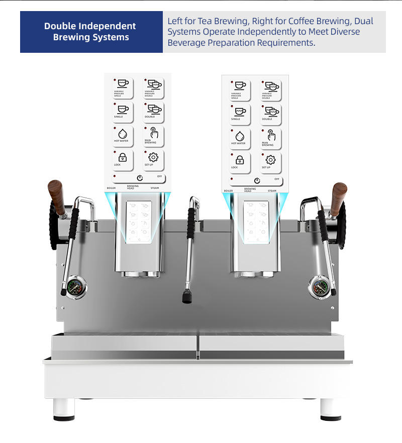 Naixer Commercial Semi Automatic 9 Bar Opv Espresso Coffee Machine 2 Group Manual Commercial Espresso Coffee Machines
