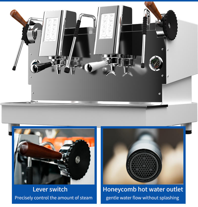 Naixer Commercial Semi Automatic 9 Bar Opv Espresso Coffee Machine 2 Group Manual Commercial Espresso Coffee Machines