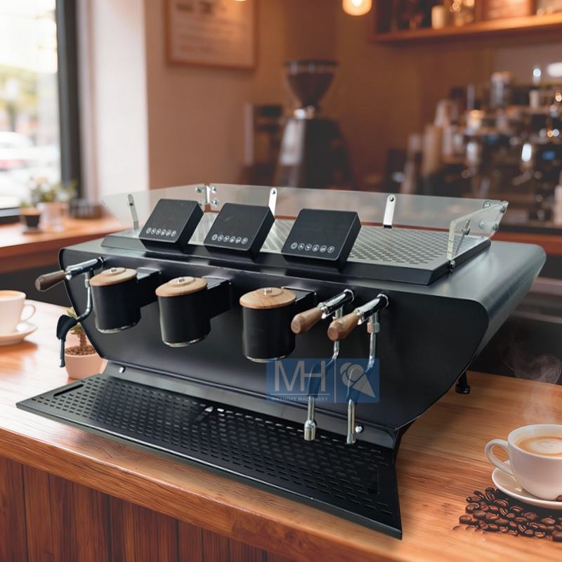 Professional Dual Boiler Commercial Barista Semi-automatic Espresso Three Head Coffee Machine With Display Screen