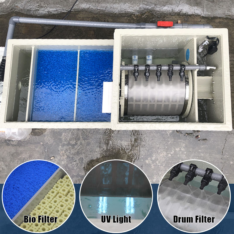 Cowater Koi Pond Filter Systems Landscape Fish Pool Aquarium UV Lamp & Drum Filter Multiple Bio Media Chamber 220V Pump Motor