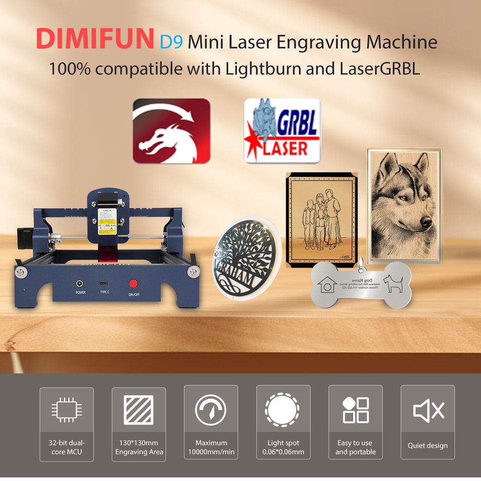 2024 Low Logo DIMIFUN 4.5W Mini Laser Marking Engraving Machine for Wood Stainless Steel Laser Engraver Portable