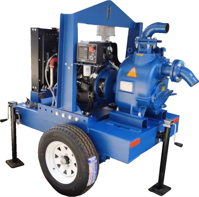Trailer-Mounted Diesel Sewage Pump - 200 m³/h, 6-Inch Suction/Discharge, Auto-Priming, Solids Handling