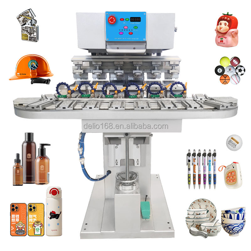 6 Color Ink Cup 360 Degree Rotary Tampo Tampografia Pad Printer for Golf Ball Watch Dial Pen Toys Lighter